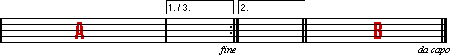 Eksempel med brug af fine/da capo.