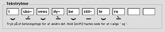 Billede fra Rytmegenerator - indtastning af stavelser og teksttryk